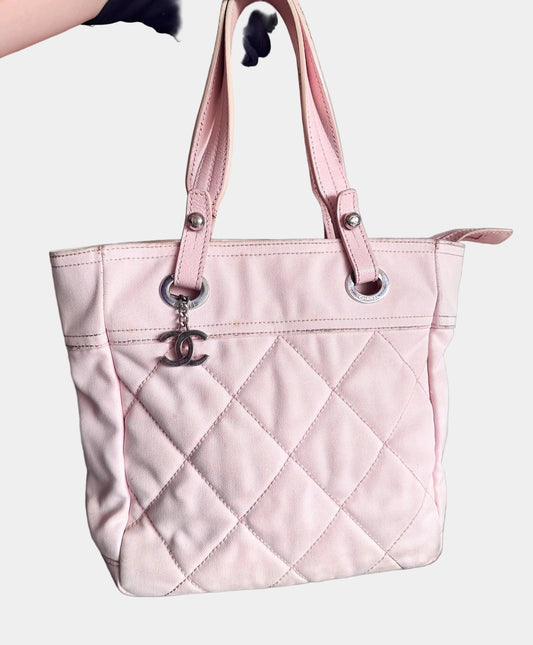 Chanel Baby Pink Biarritz Shoppers Tote Bag