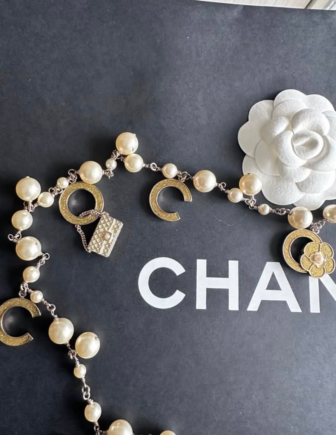 Rare Chanel 2007 Alphabet Logo Icon Charms Long Necklace / Belt