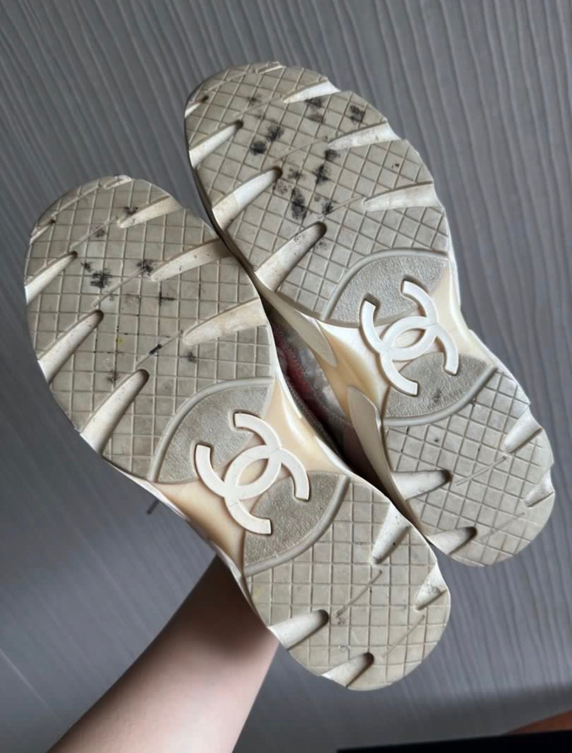 Chanel Pink Tweed Trainers Sneakers Shoes - Size 36.5