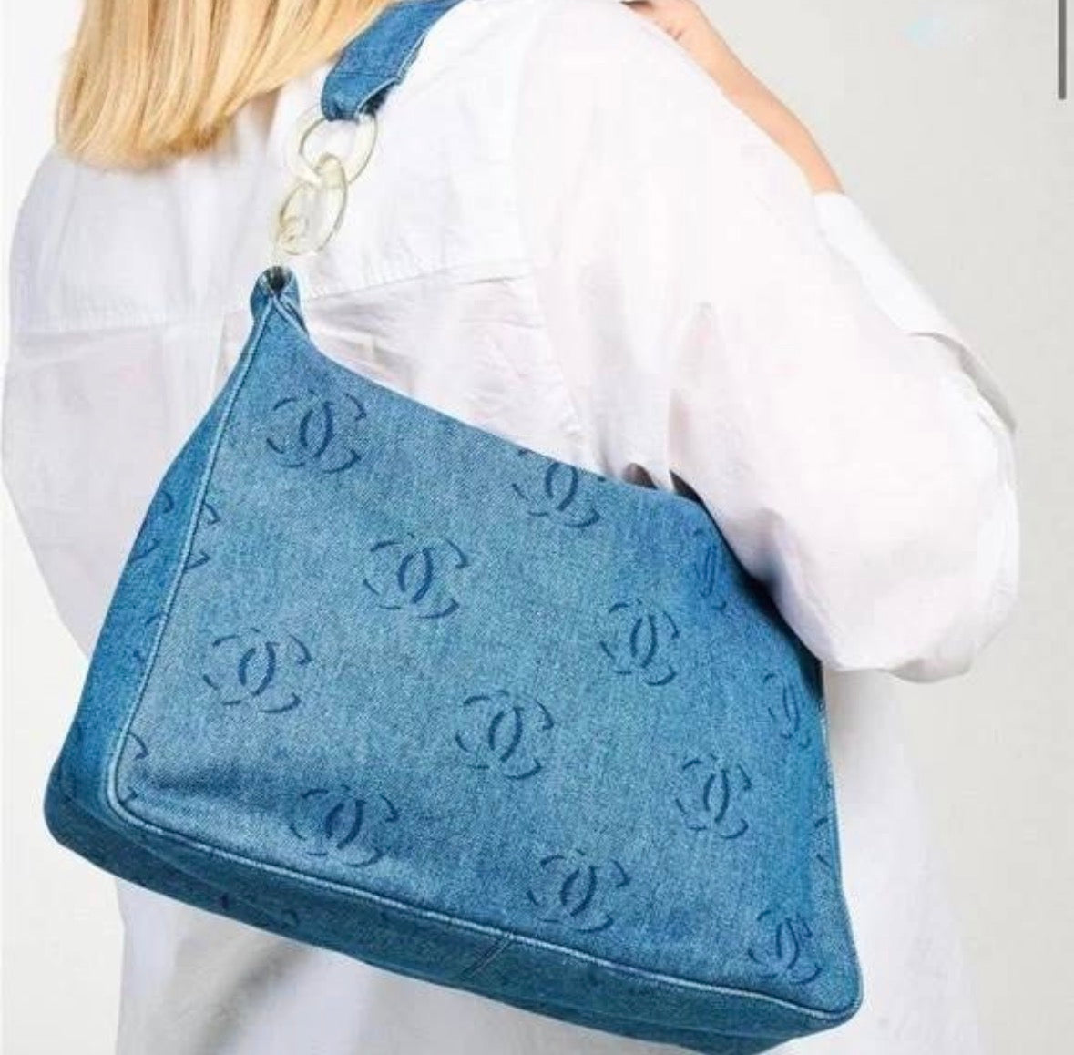 Chanel 2002 Large Denim Hobo Shoulder Bag