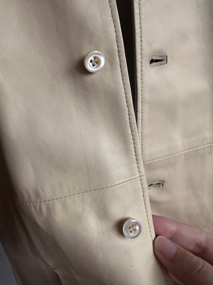 Prada 100% Leather Short Sleeve Collar Shirt Top