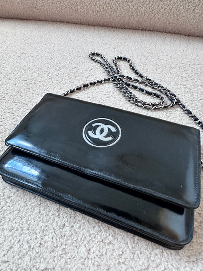 Chanel Vintage Wallet On Chain Bag - Black Patent