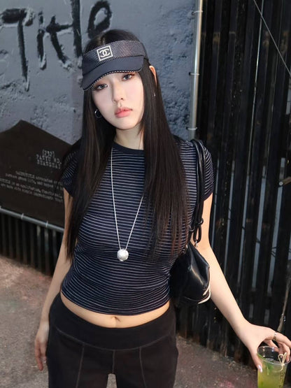 RARE Chanel Tennis CC Sports Visor Hat Cap - Navy Mesh