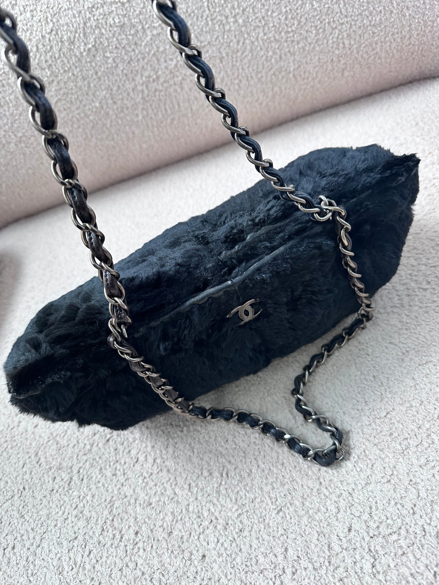 Chanel Archive 2000-2002 Rabbit Fur East West Tote