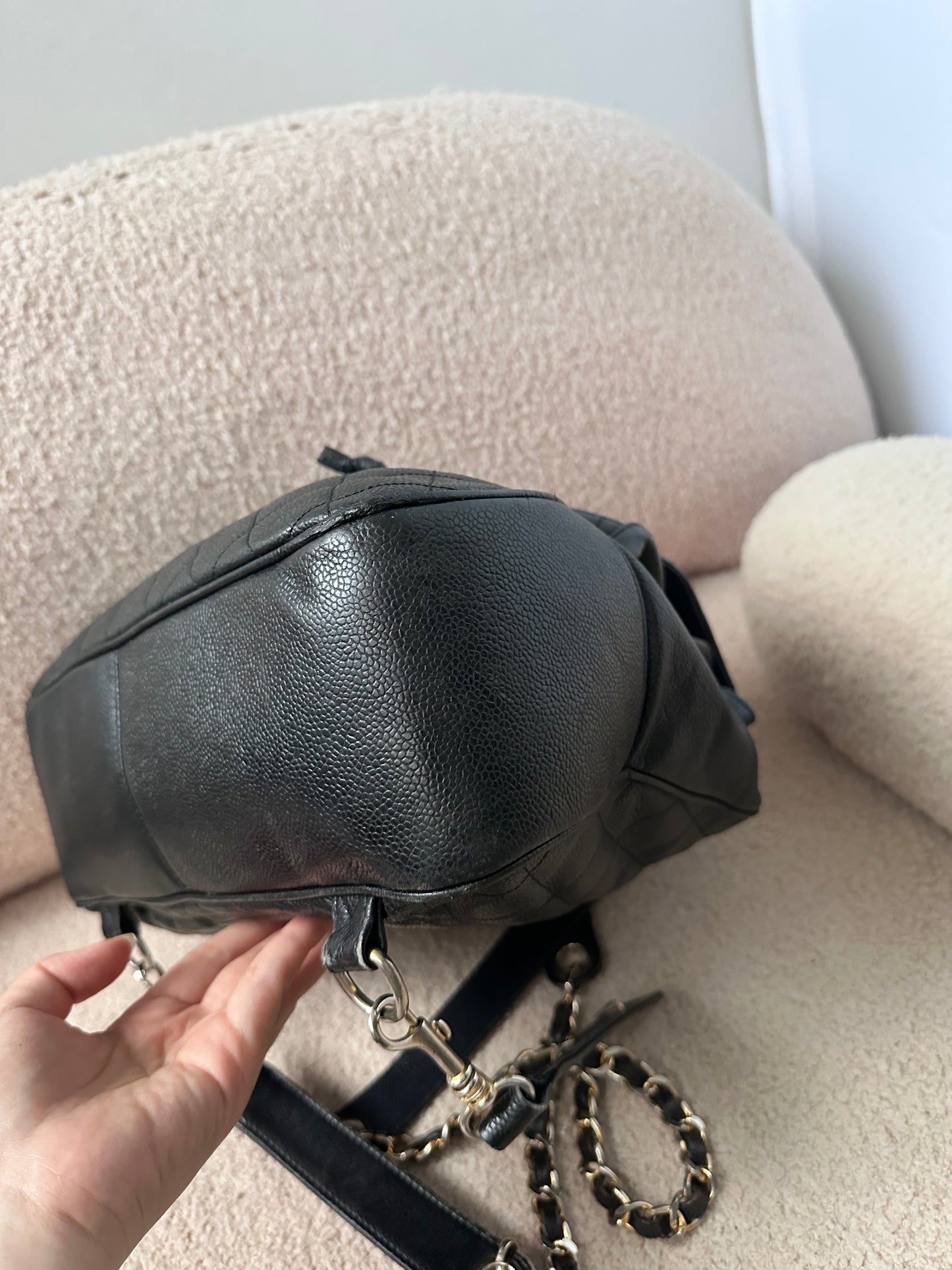 Chanel Caviar Large Vintage Quilted CC Backpack - Black / 24k Gold Plated Hardware