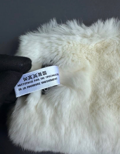 Rare Chanel Vintage Rabbit Fur Coco Neige CC Cuff Bracelet Warmer