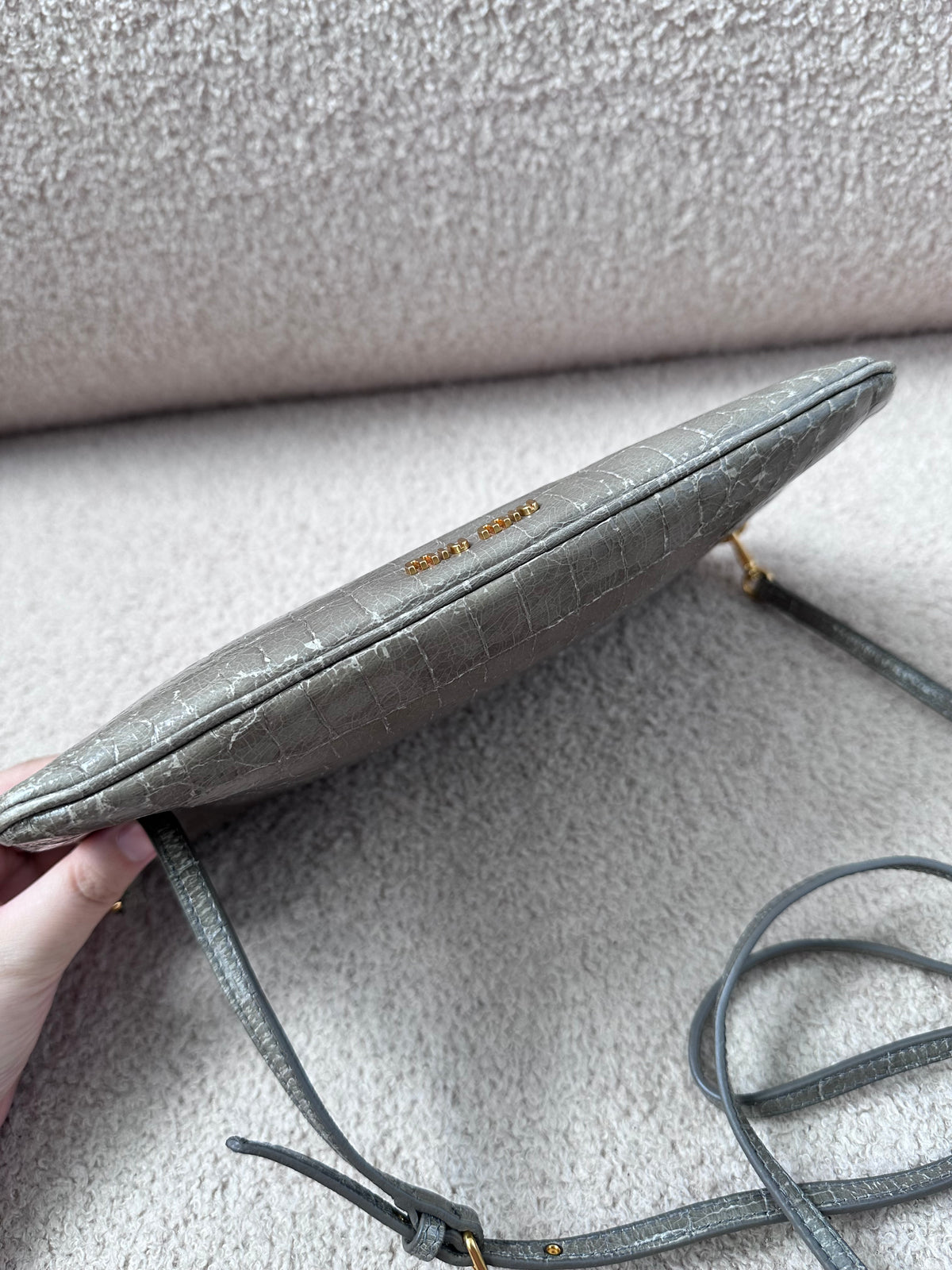 Miu Miu Crocodile Embossed Crossbody Leather Bag