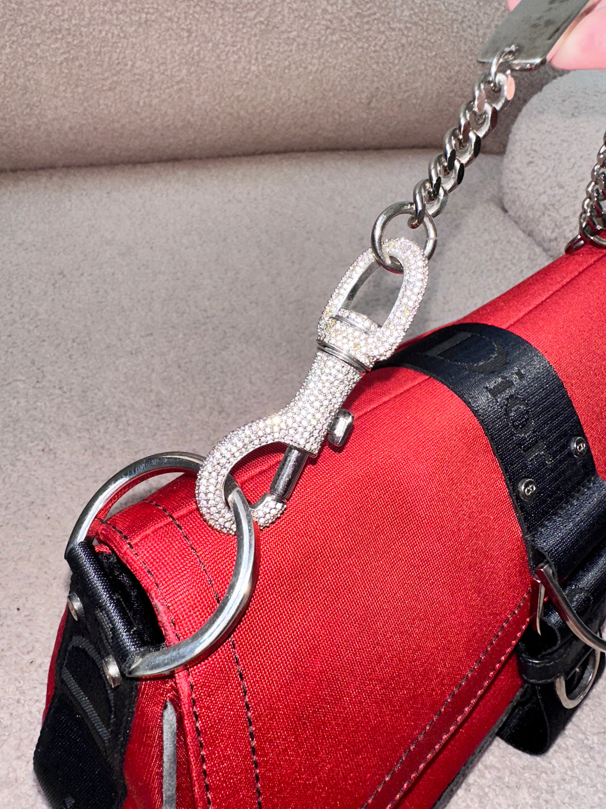 Dior John Galliano Hardcore Medium Hobo Shoulder Bag Crystal Logo