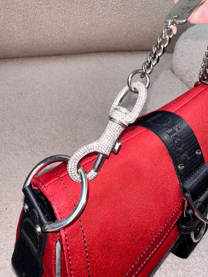 Dior John Galliano Hardcore Medium Hobo Shoulder Bag Crystal Logo