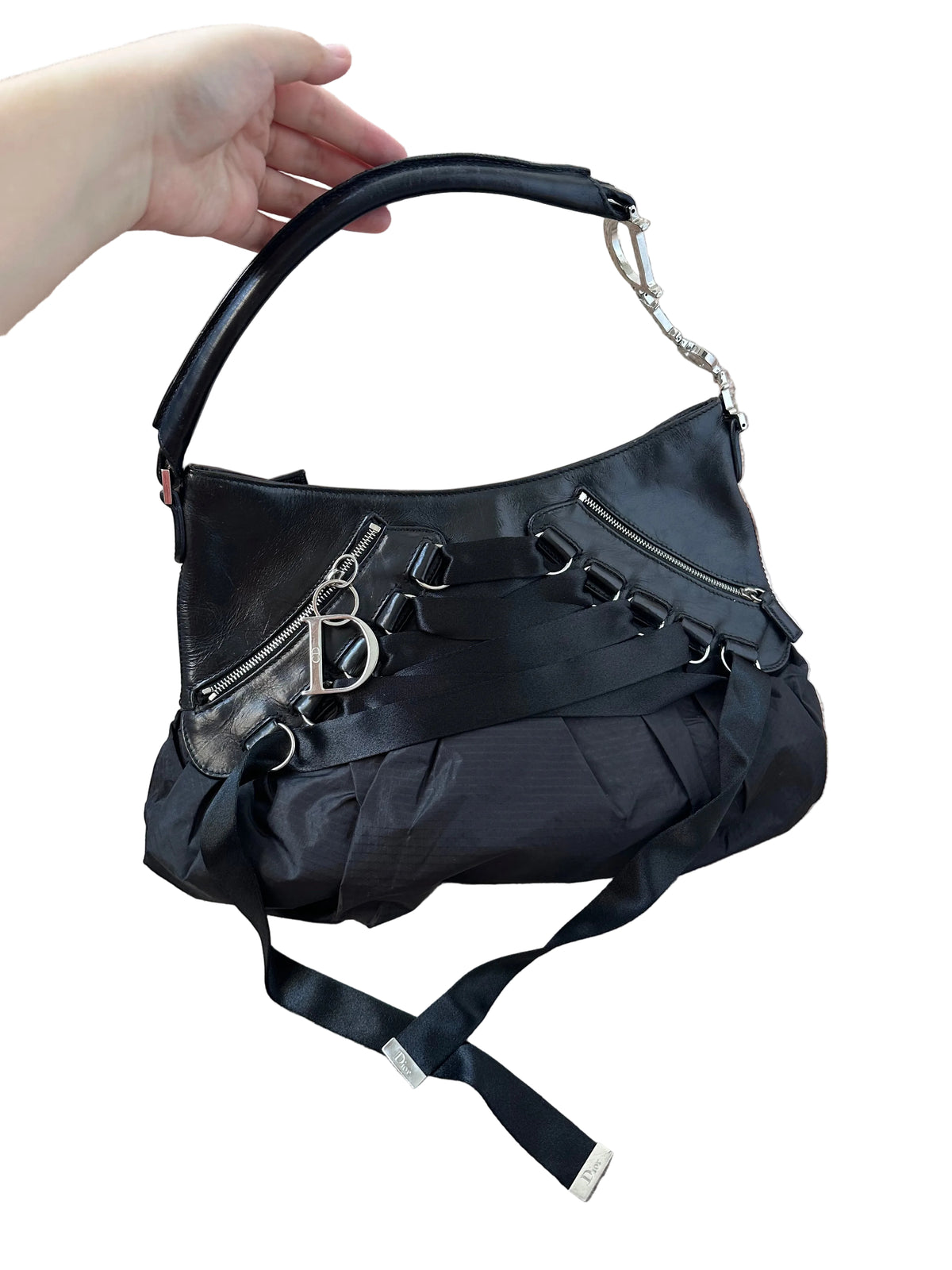Dior Ballerina Black Corset Lace Medium Shoulder Bag