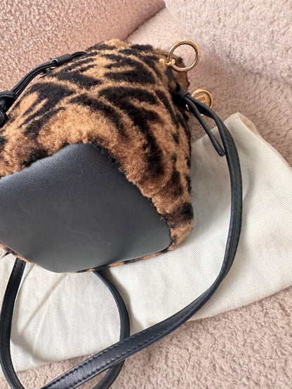 Fendi Mon Tresor FF Monogram Fur Shearling Bucket Bag