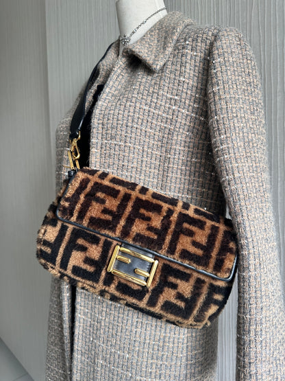 Fendi Shearling Fur Zucca Baguette
