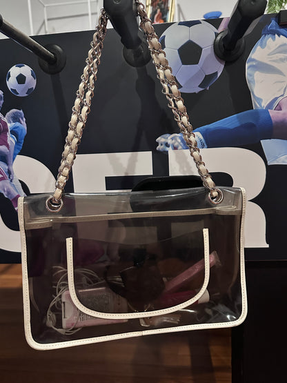 RARE Chanel 2008 Heart Lock PVC Medium Chain Flap Bag