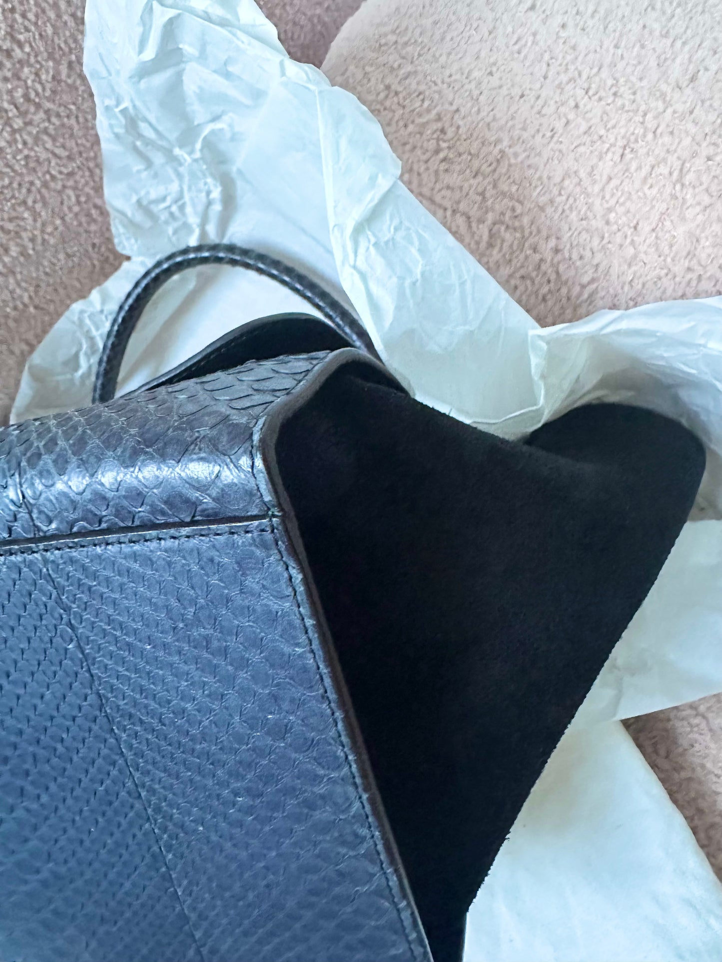 Celine Navy Python Trapeze Bag