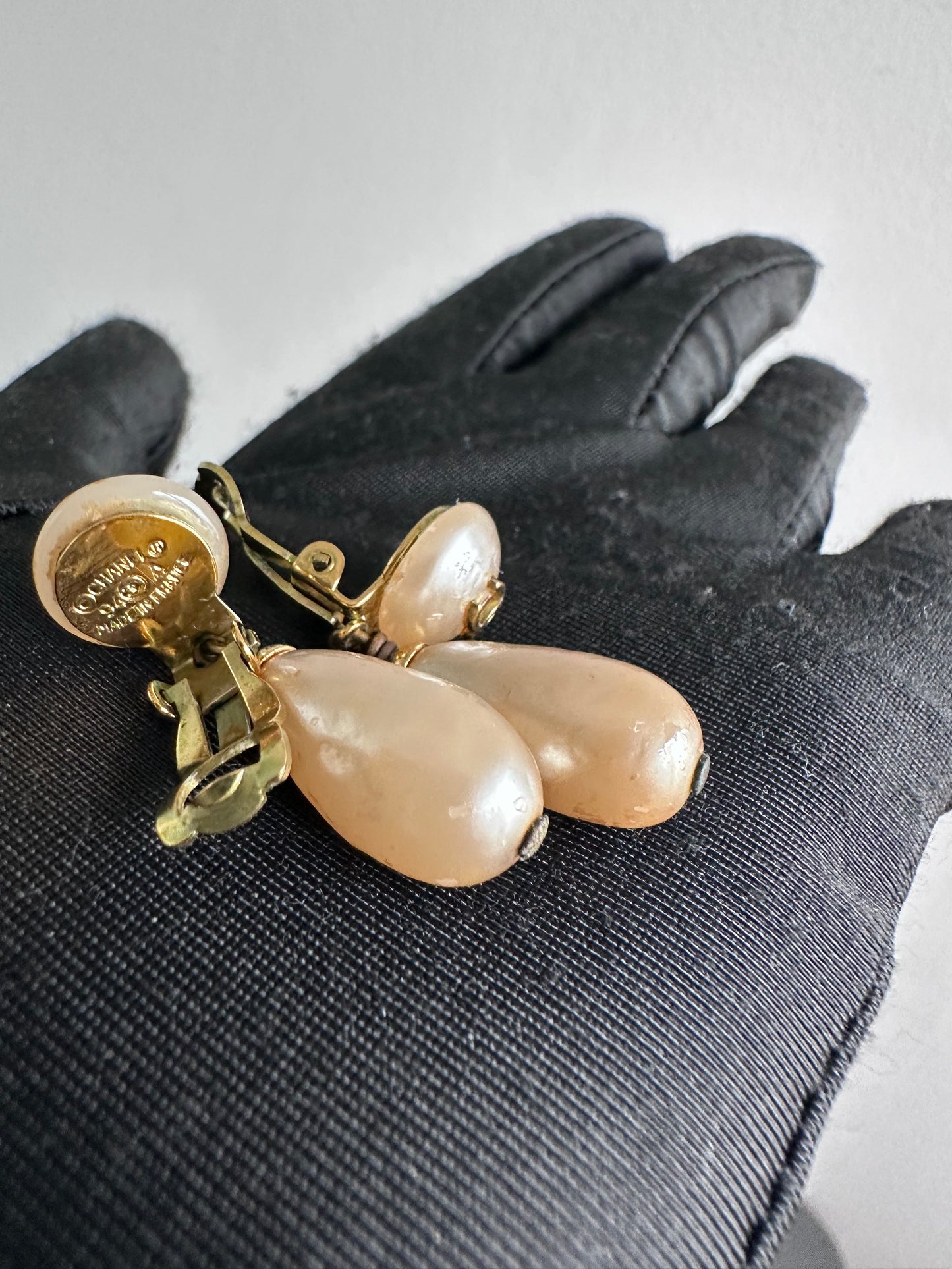 RARE Chanel 1994 Vintage Pearl Dangling Earrings 24K Gold Plated