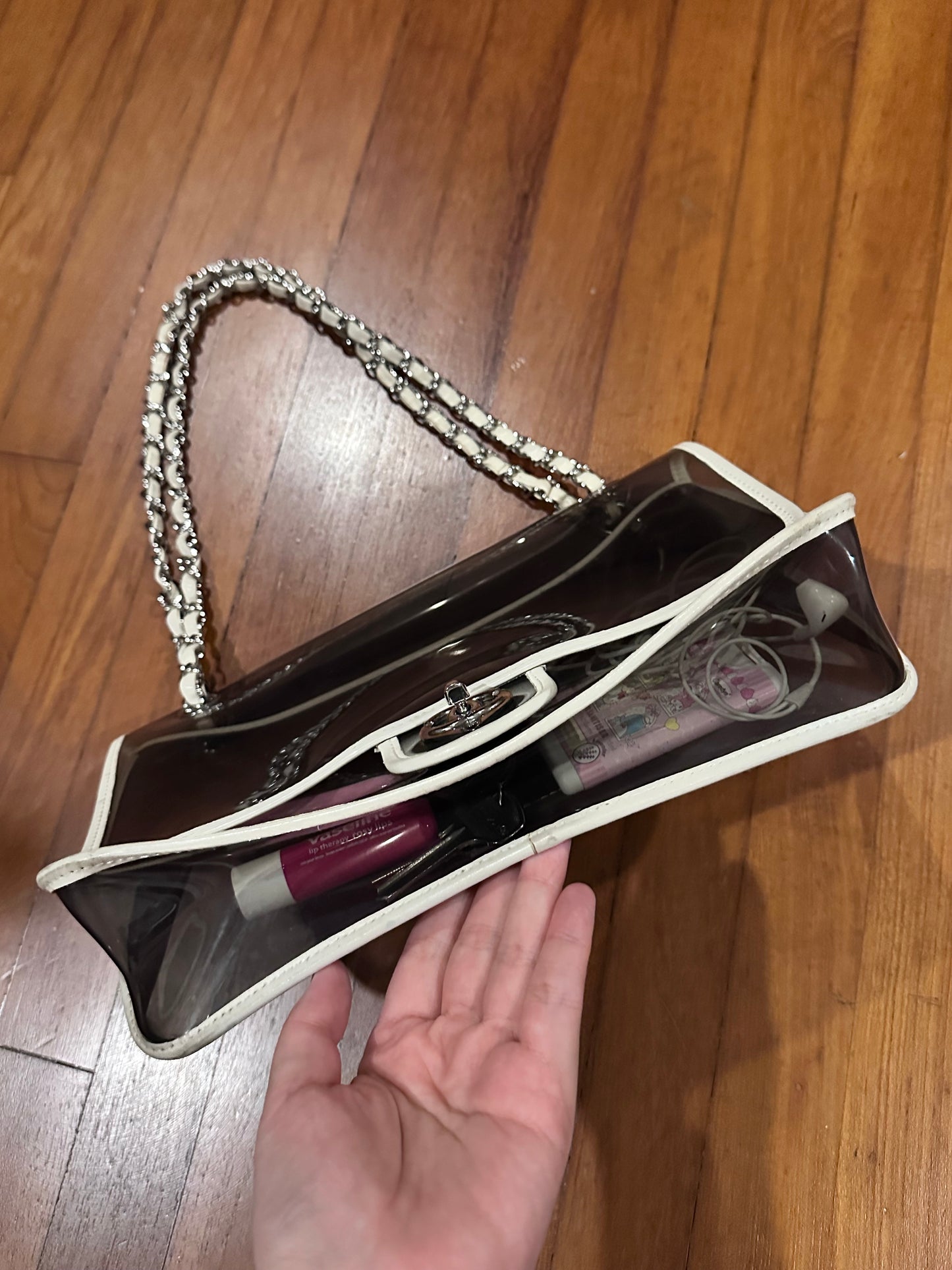 RARE Chanel 2008 Heart Lock PVC Medium Chain Flap Bag