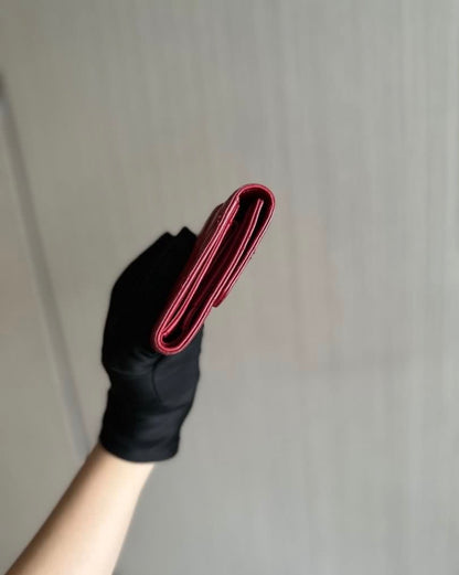 Chanel Caviar Classic Trifold Long Wallet Red Silver Hardware