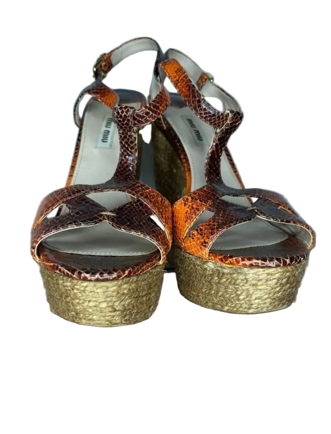 Miu Miu Ombre Python Archive Strap Heels
