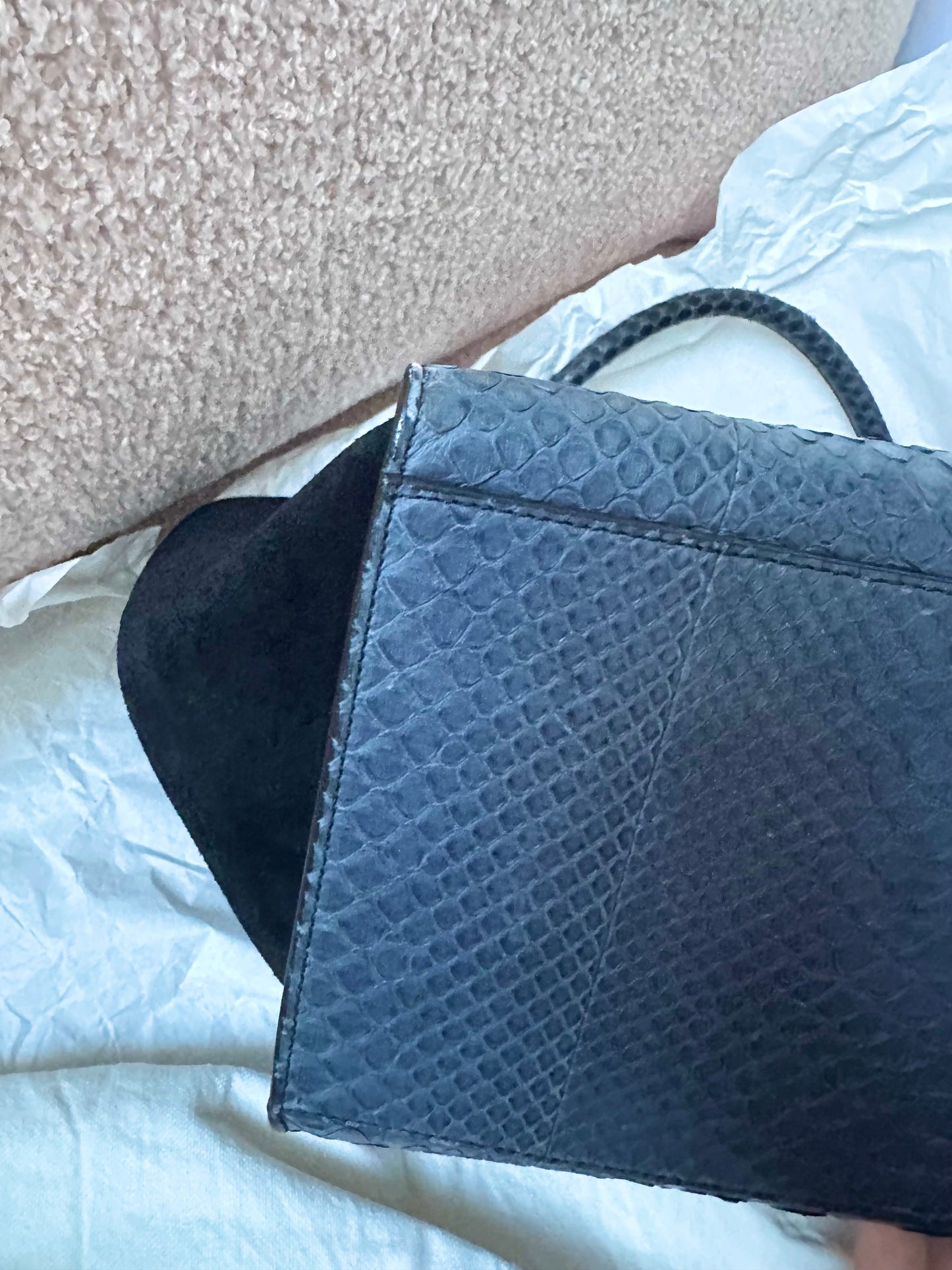 Celine Navy Python Trapeze Bag