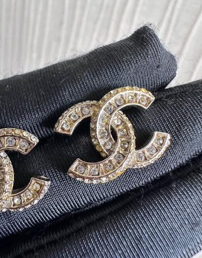 Chanel Large CC Gold Crystal Earrings