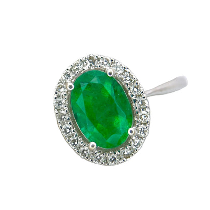 18K White Gold Natural Emerald Natural Diamond Ring