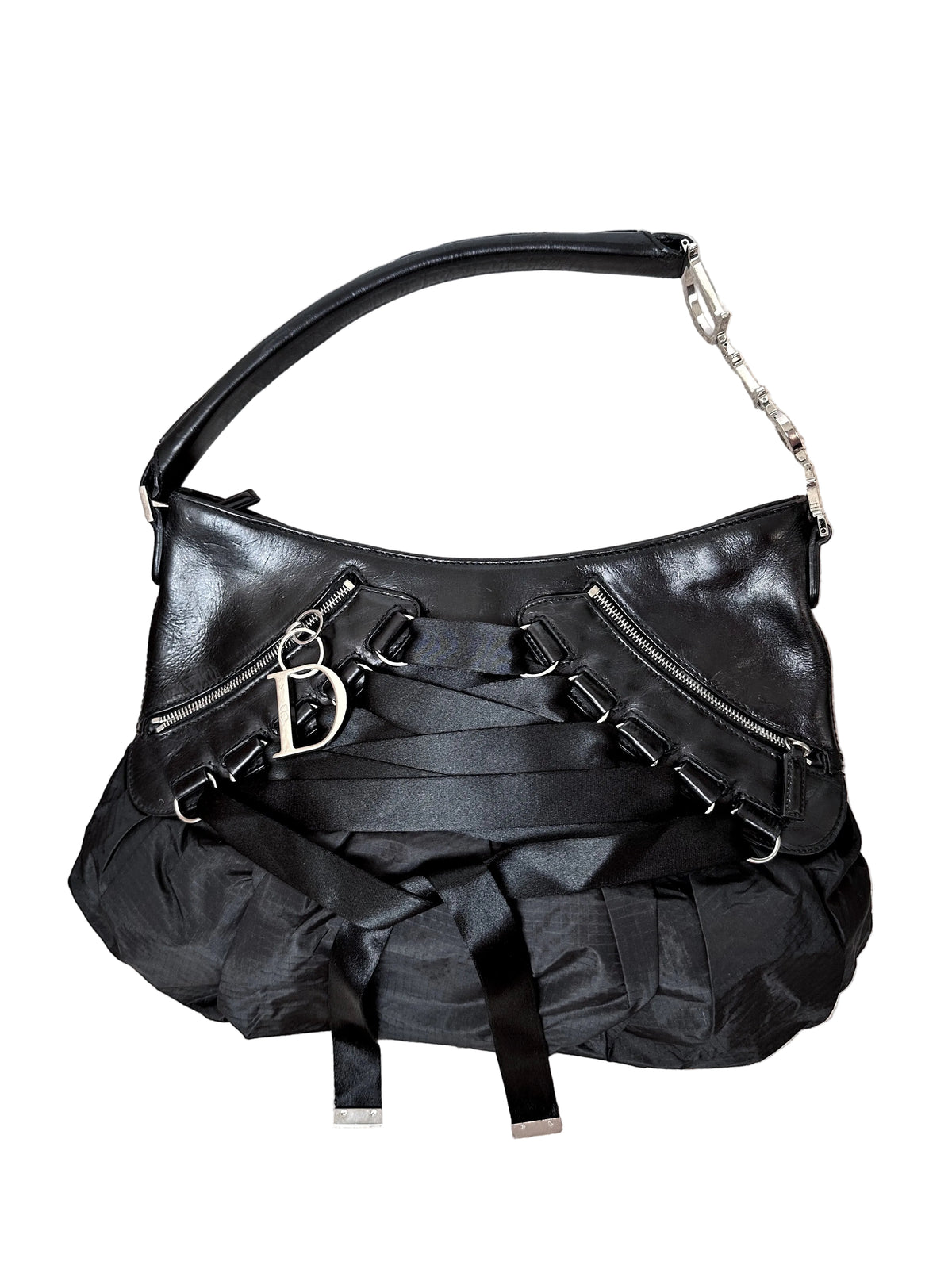Dior Ballerina Black Corset Lace Medium Shoulder Bag