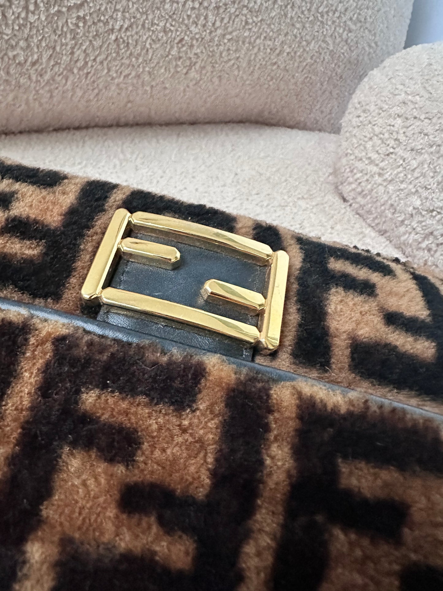 Fendi Shearling Fur Zucca Baguette