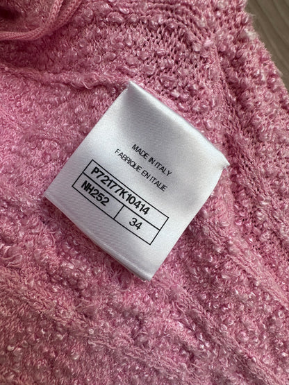 Chanel 22P Long Belted Pink Knit Cardigan
