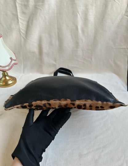 RARE Loewe Pony Hair Leopard Print Nappa Leather Vintage Tote Bag