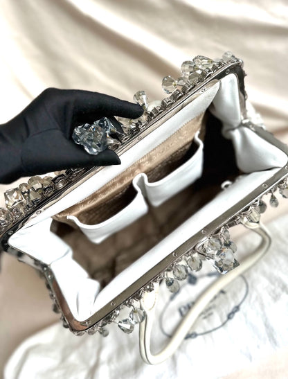 Prada Archive Gathered Crystal-embellished Top Handle Bag