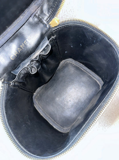Chanel Vintage Caviar Vanity Top Handle Bag Black