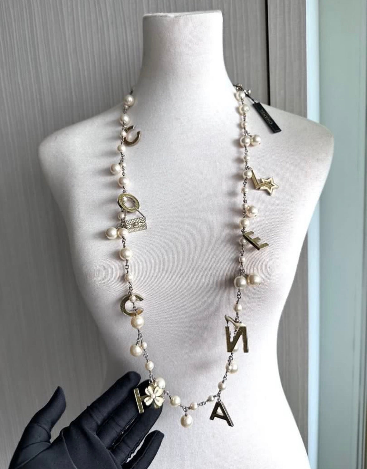 Rare Chanel 2007 Alphabet Logo Icon Charms Long Necklace / Belt