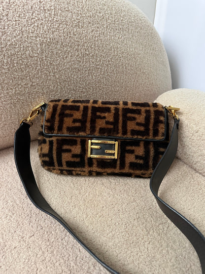 Fendi Shearling Fur Zucca Baguette
