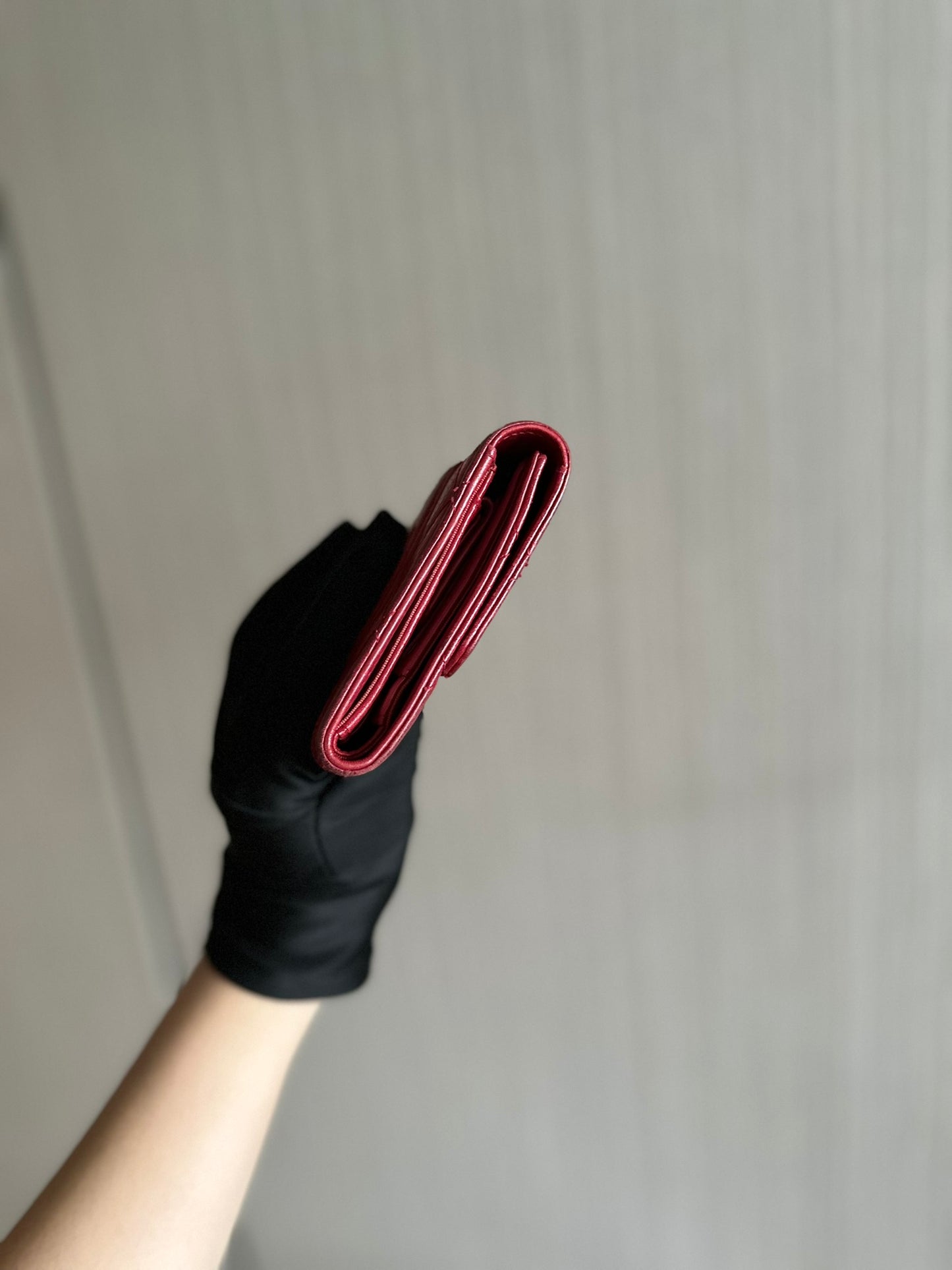 Chanel Caviar Classic Trifold Long Wallet Red Silver Hardware