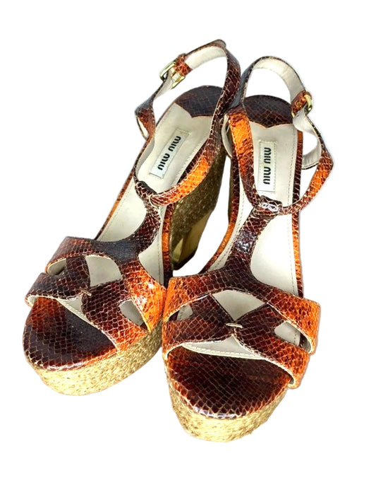 Miu Miu Ombre Python Archive Strap Heels