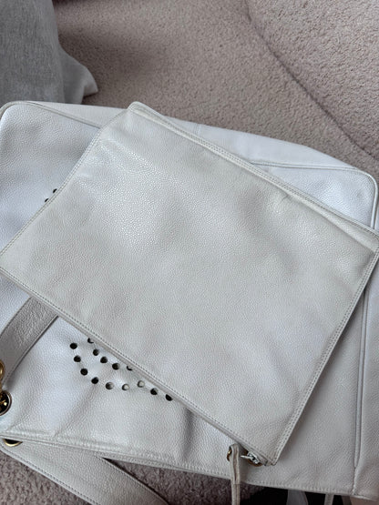 Chanel Caviar Large Perforated CC Shopping Tote Bag