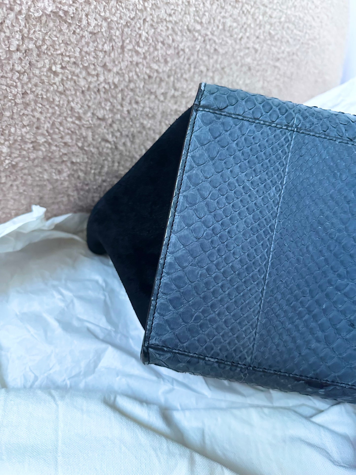 Celine Navy Python Trapeze Bag