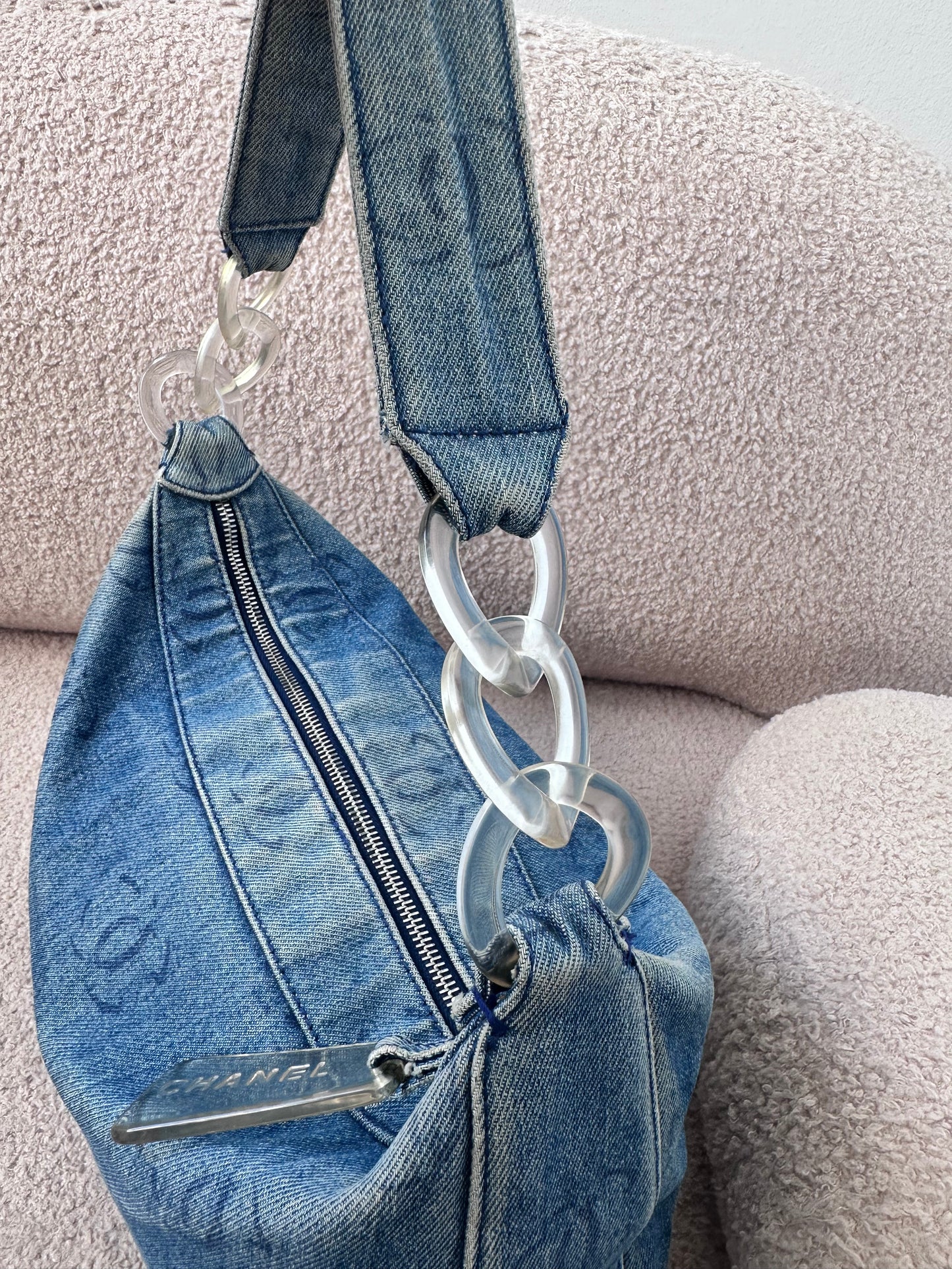 Chanel 2002 Large Denim Hobo Shoulder Bag