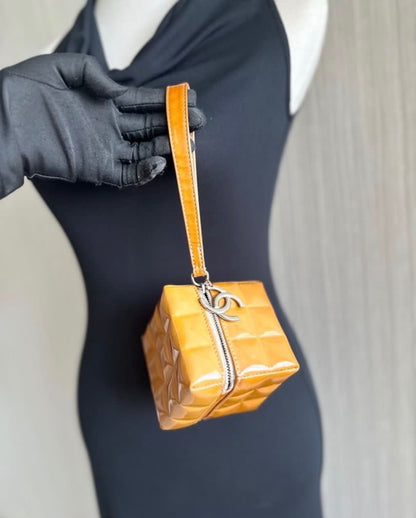 Chanel Minaudiere Quilted Cube Mini Wrist Bag