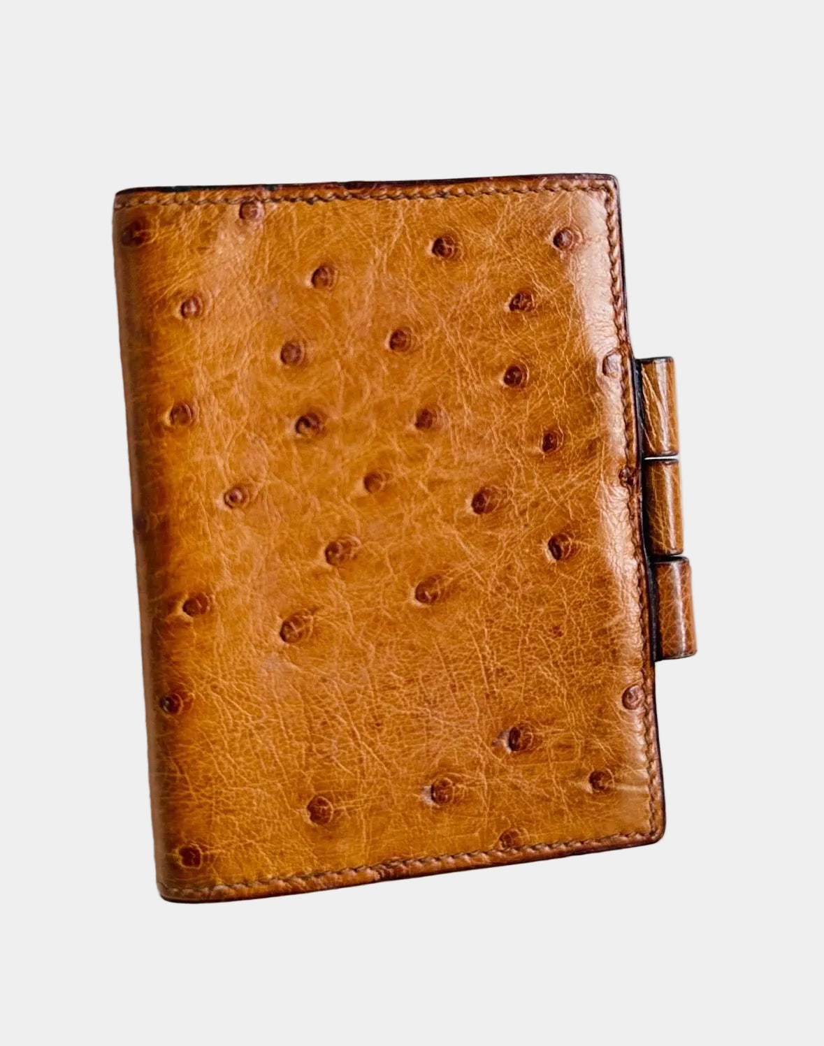 Hermes Exotic Ostrich Leather Mini Agenda Notebook Card Holder Case
