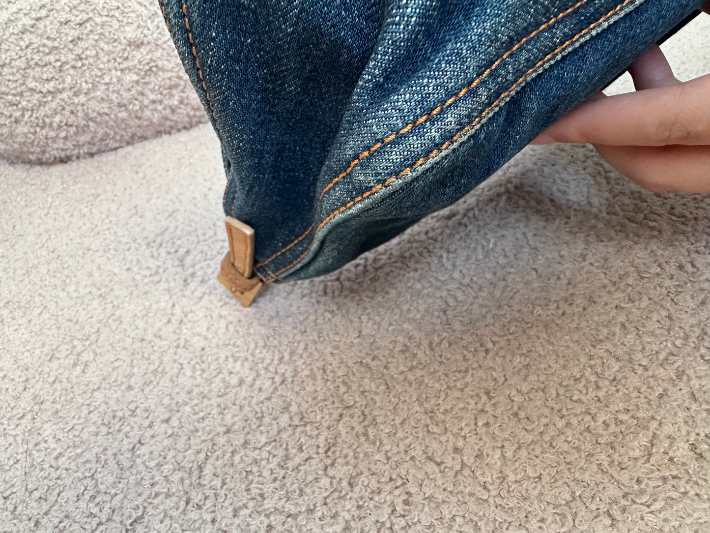 Fendi Vintage Blue Denim Lizard Trim Baguette