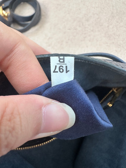 Miu Miu Leather Denim Drawstring Shoulder Bag