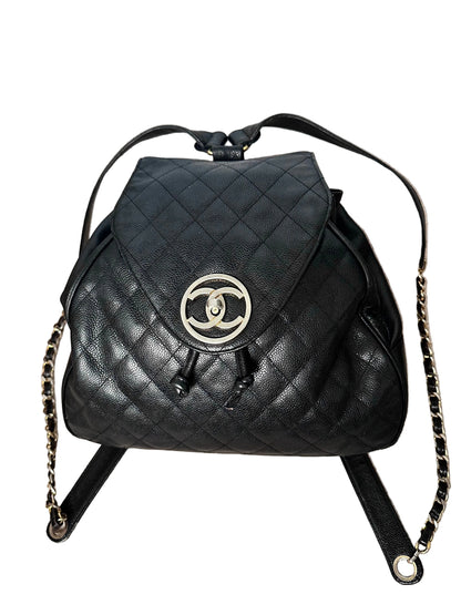 Chanel Caviar Large Vintage Quilted CC Backpack - Black / 24k Gold Plated Hardware