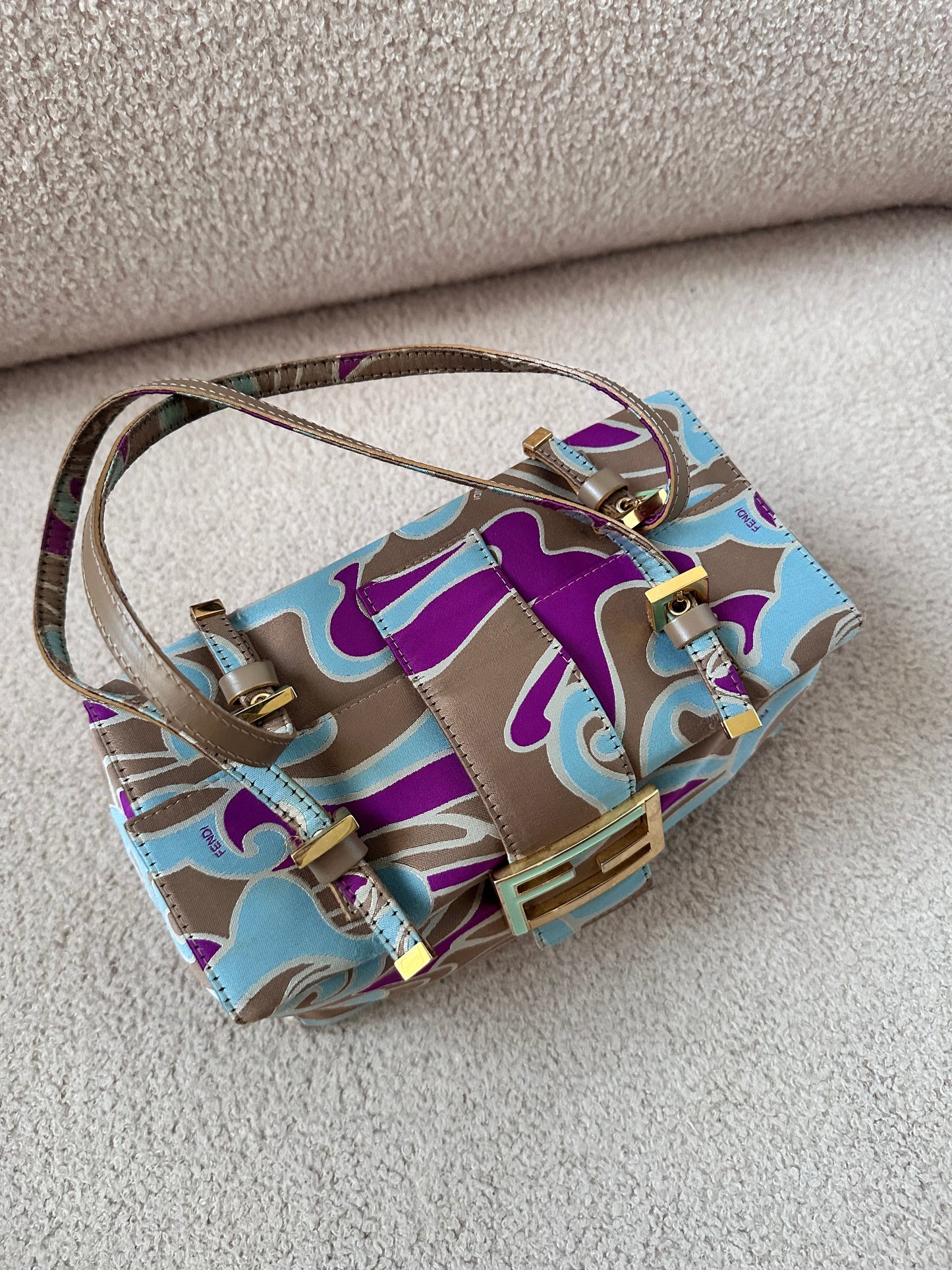 Rare Fendi 2002 Archive Swirl Bento Box Baguette Bag