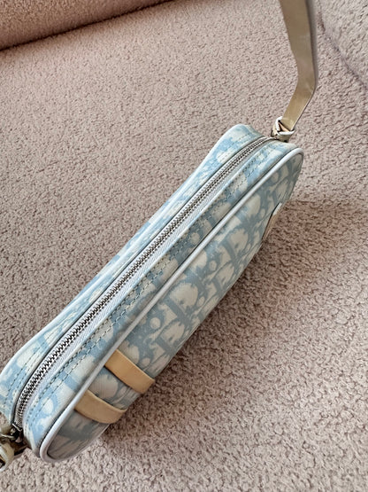 Dior Trotter Diorssimo Mini Hobo Shoulder Bag Baby Blue