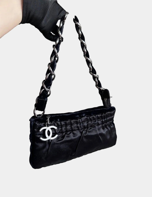 Chanel East West Hobo Mini Velvet Shoulder Bag