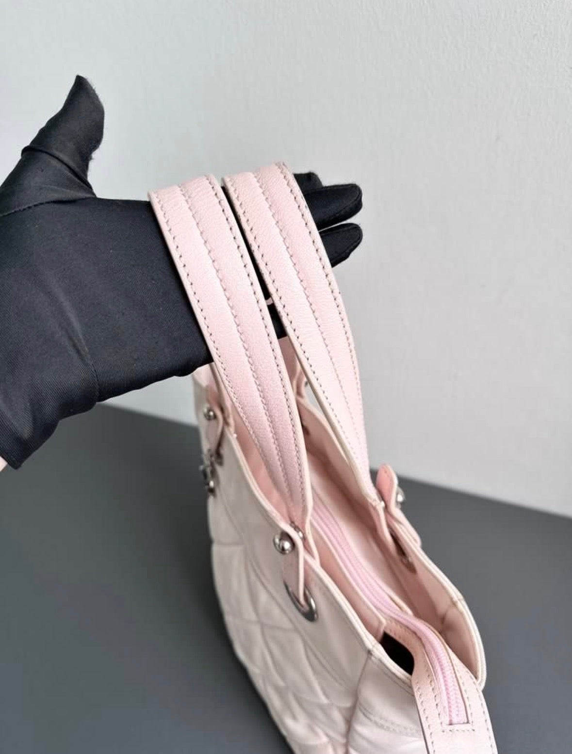 Chanel Baby Pink Biarritz Shoppers Tote Bag