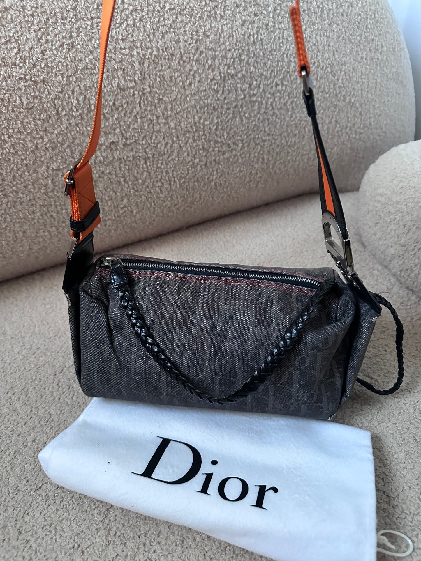Dior by John Galliano “Remove before flight” Oblique Shoulder Bag