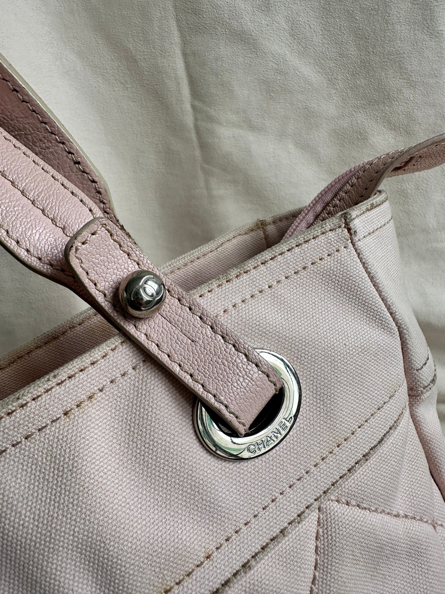 Chanel Baby Pink Biarritz Shoppers Tote Bag