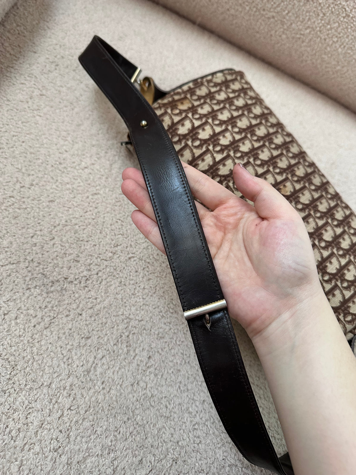 Dior Brown Oblique Trotter Boston Shoulder Bag